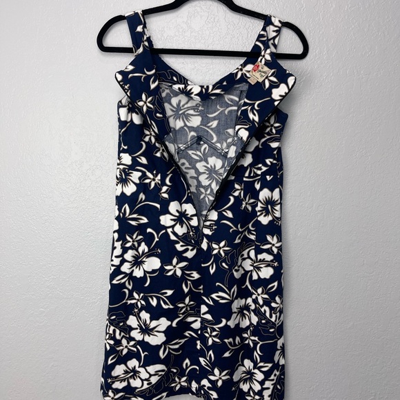 Hilo Hattie Blue Orchid Floral Hawaiian Mini Summer Vacation Dress - Picture 6 of 6